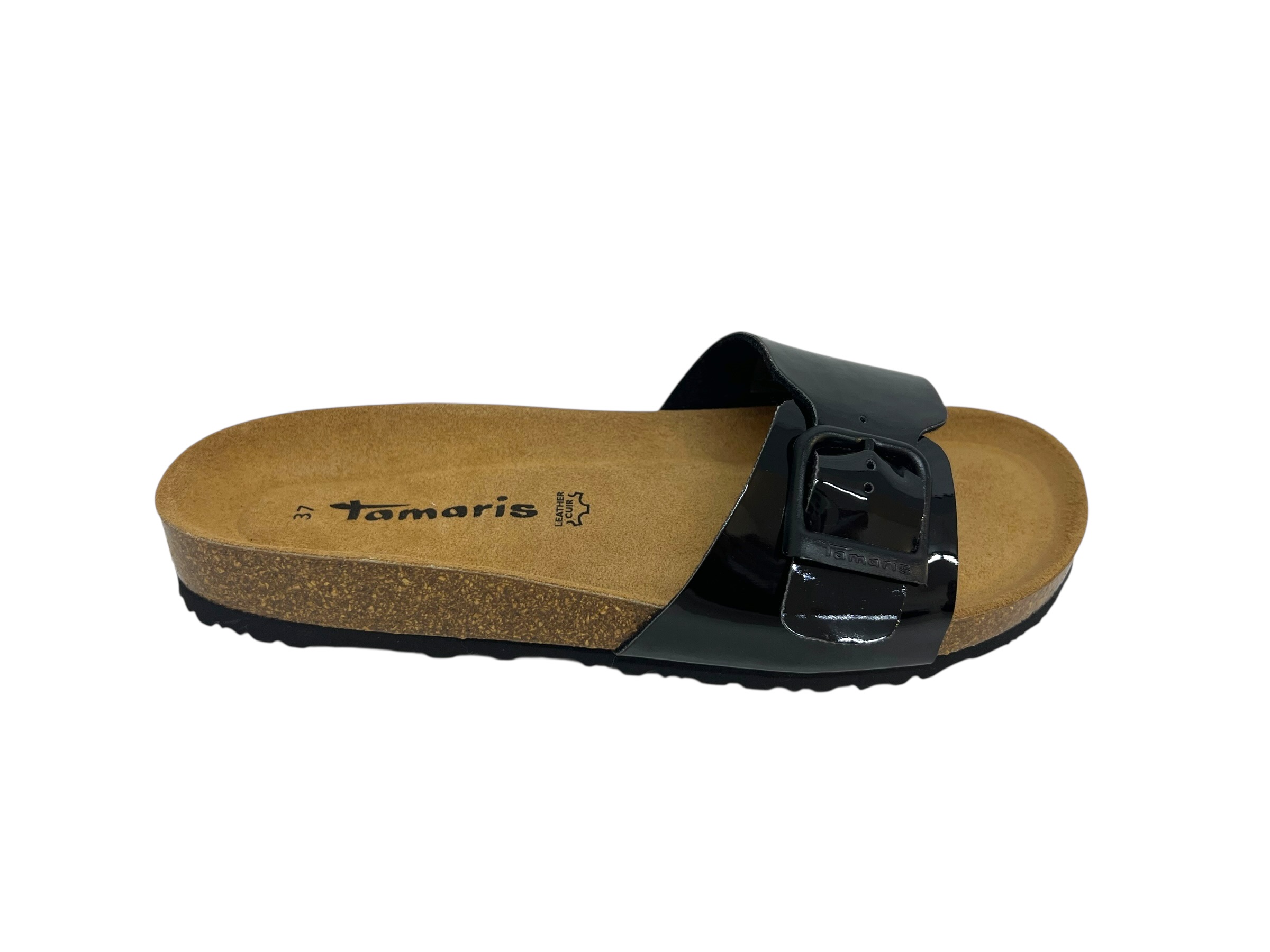 Tamaris Pantoletten Lack schwarz