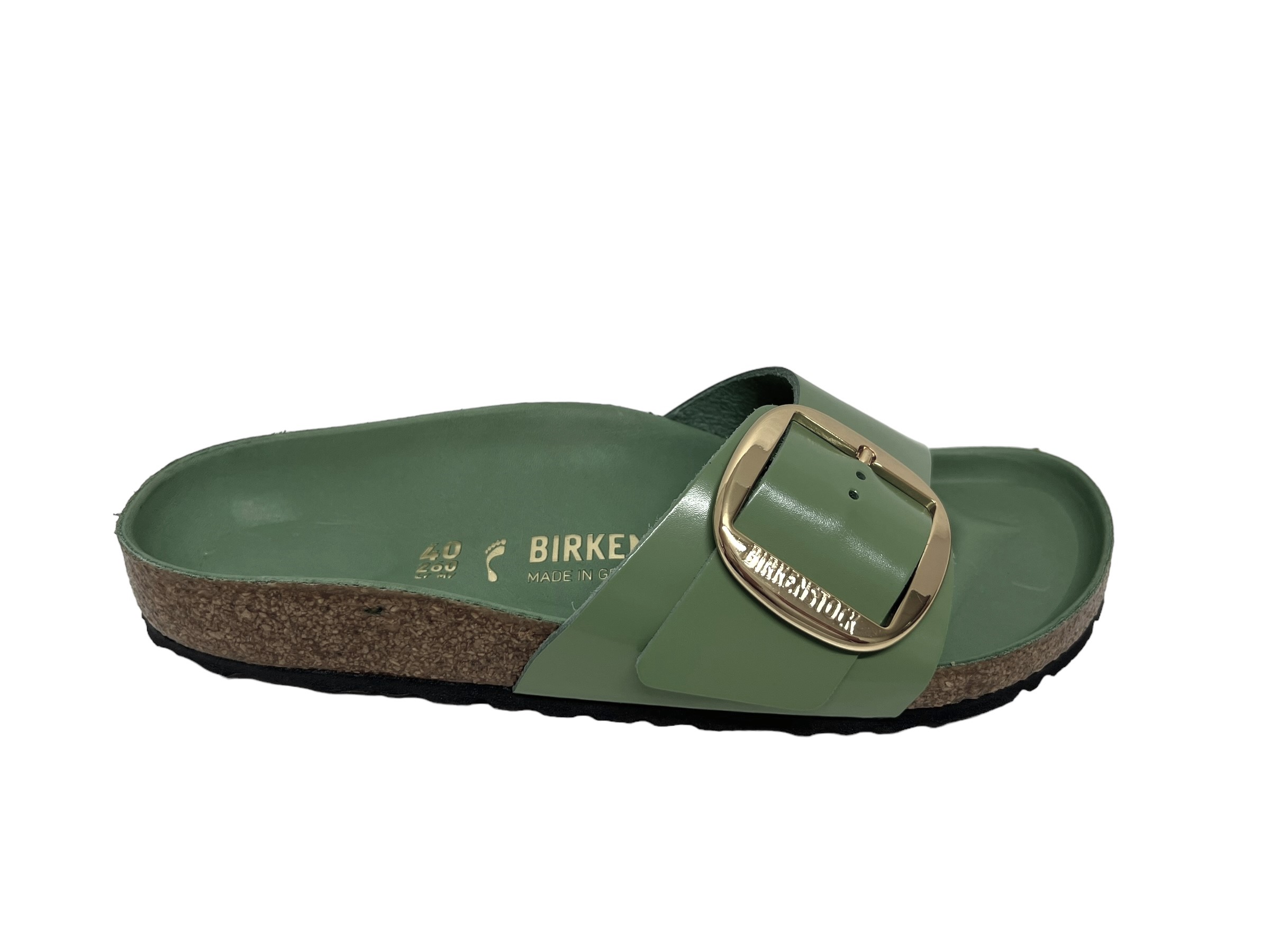 Birkenstock Pantoletten MADRID Big Buckle shine-green-tea