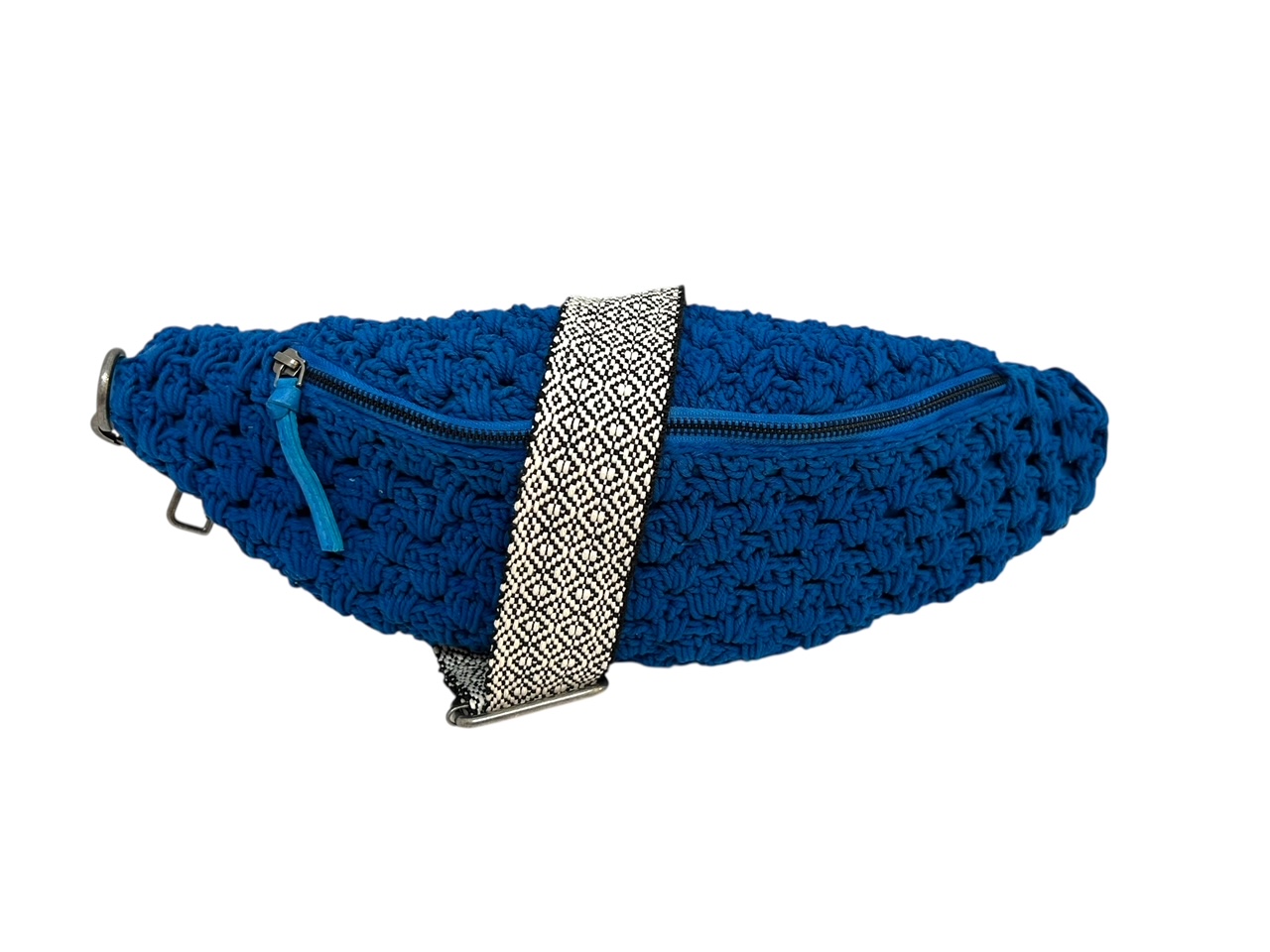 Anokhi Crossbody Bag gehäkelt blau