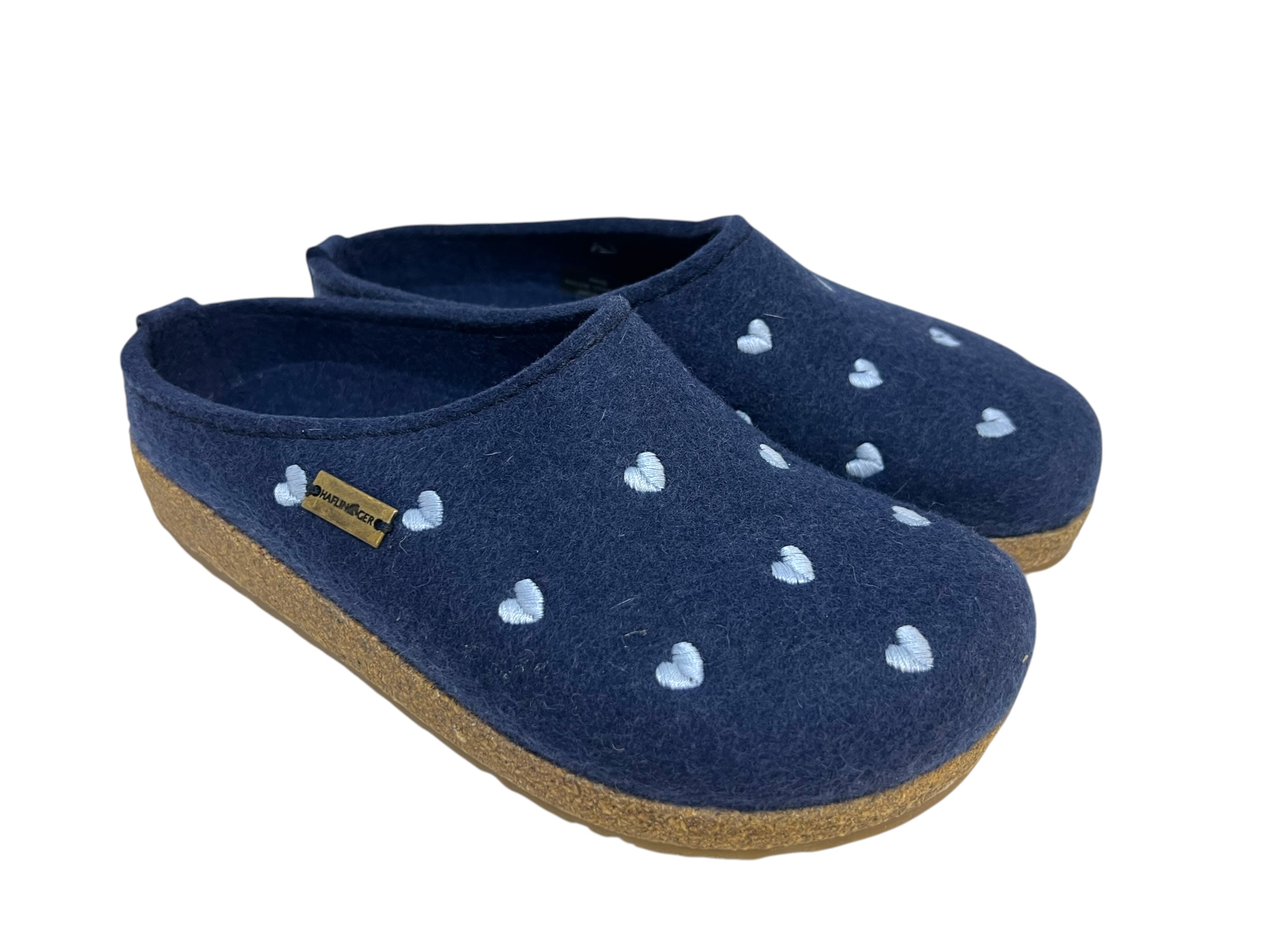Haflinger Pantolette GRIZZLY CUORICINI blau
